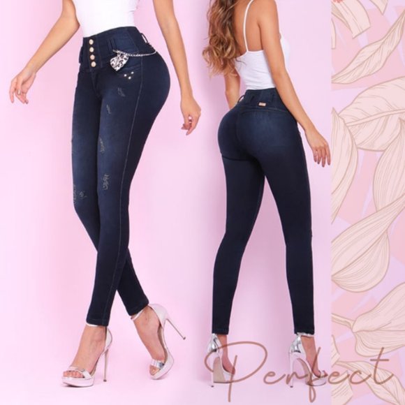 Jeans Levanta cola colombiano, high waisted jeans Skinny 2-10, gift for her - Picture 1 of 6